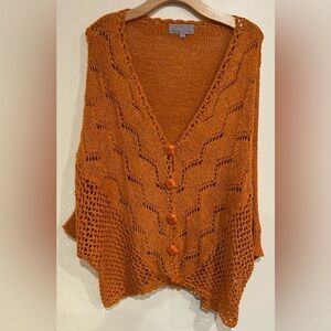 VTG Pretty Angel Honeycomb Knit Chunky Button Cardigan Size L Bohemian Whimsy